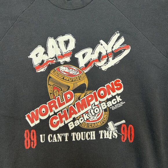 Vintage Detroit Pistons Bad Boys 89/90 Championship Hammer Time Crewneck Size L - Picture 2 of 6